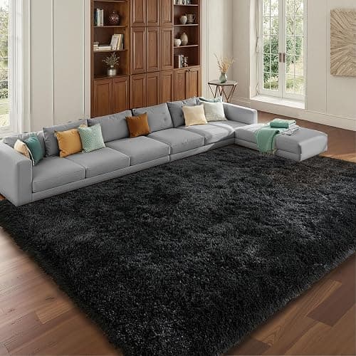 LEDODO Fluffy Area Rugs for Bedroom - Soft Plush Shag Rug for Living Room Nursery Kids Room - Non Slip Fuzzy Shaggy Floor Carpets for Girls Boys Play Room Dorm Decor (Black, 5' x 7') thumbnail 2