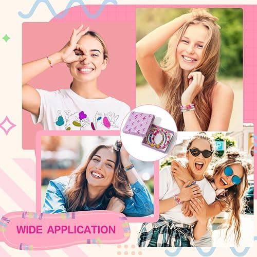 Y1tvei 7Pcs Heishi Surfer Bracelets Set Colorful Preppy Smile Evil Eye Beaded Stretch Bracelets Clay Stackable Boho Disc Y2K Aesthetic Summer Beach Bracelets thumbnail 4