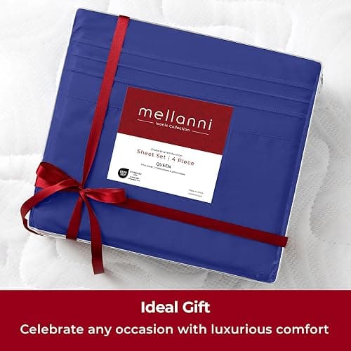 Mellanni Extra Deep Queen Sheets - 4 PC Iconic Collection Bedding - Hotel Luxury, Ultra Soft, Cooling Bed Sheets - Wrinkle, Fade, Stain Resistant (Queen, Royal Blue) thumbnail 9