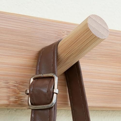 SKOLOO Coat Rack Wall Mount 17 inch, 5 Hooks, Bamboo, Shaker Style, Natural | Wooden hooks for wall, painted finish, 100-lb cap, entry/bath/bed, hanging backpack coat towel hat, 16" stud spacing thumbnail 5