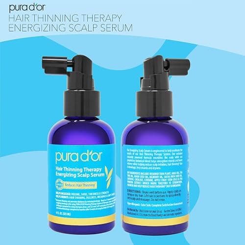 PURA D'OR Hair Thinning Therapy Energizing Scalp Serum 4oz w/Copper Tripeptide, Biotin, Caffeine, Plant Stem Cell, Catalase & DHT Balance, Rosemary Green Tea Leaf Extract, All Hair Types, Men Women thumbnail 5