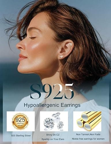 LOLIAS Hypoallergenic Cartilage Earrings for Women Flat Back-925 Sterling Silver Post Stud Flatback Earrings for Sensitive Ears-20G Ear Crawler Climber Cartilage Earring Tragus Conch Helix Piercing Jewelry thumbnail 4