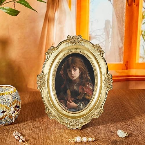 Thyle 3 Pcs Gold Vintage Picture Antique Resin Photo Frame Set Rectangle Ornate Antique Picture Frames for Art Tabletop Display Wall Hanging Home Decor(Gold) thumbnail 2