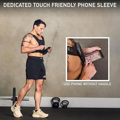 Elite Sports Running Vest w/Phone Holder, Gun Holster for Men/Women, Reflective Lightweight Chest Pack w/Touch Friendly Phone Sleeve, Camera Pocket - Chest Rig for Hiking, Trail, Marathon, Camping thumbnail 4