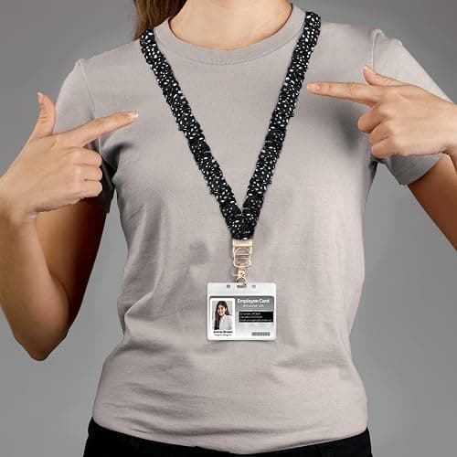 MyfavoriteK Stylish Scrunchie Lanyard for ID Badges Cute Neck Stretchy Lanyard for Keys Retractable Keychain Holder thumbnail 3