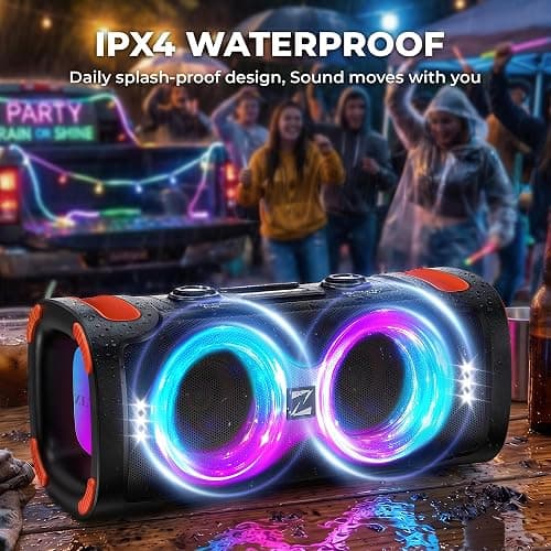 SunTrok Party Bluetooth Speaker: 300W Peak Powerful Loud Stereo Sound Deep Bass, Large Portable Wireless Speakers with Subwoofer, TWS Dynamic Light Show 15H Playtime for Outdoor Camping Backyard Beach thumbnail 8