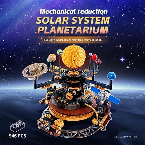 Spinning Solar System Building Blocks Planet Set, STEM Education Science Curriculum Learning Outer Space Toys with Rocket and Satellite Models, Orbiting 9 Planets, Birthday Gift for Ages 8 and Up thumbnail 8