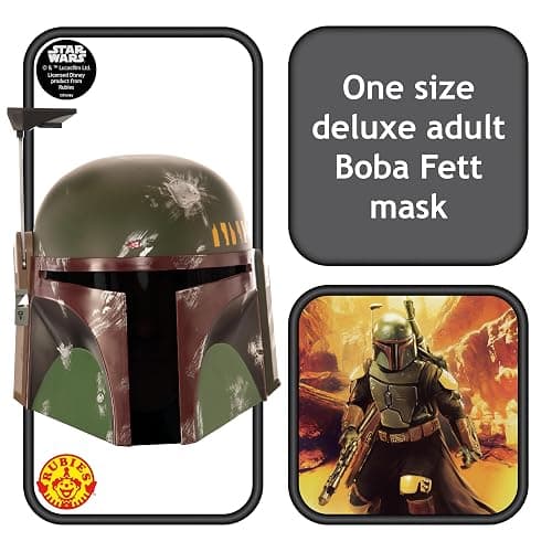 Rubie's unisex adult Star Wars Boba Fett Helmet Costume Mask, Multicolor, One Size US thumbnail 2