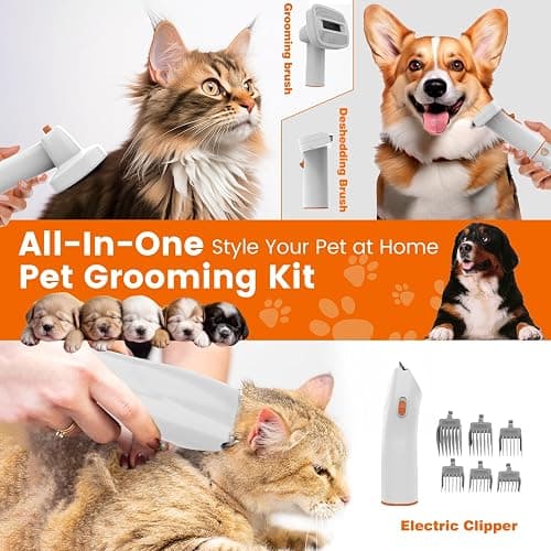 ubrobo Dog Grooming Vacuum, Dog Grooming Kit with Pet Clippers, 12,000Pa Pet Hair Vacuum for Dogs, Low Noise Home Cleaning Tool in 1, PG10 thumbnail 3