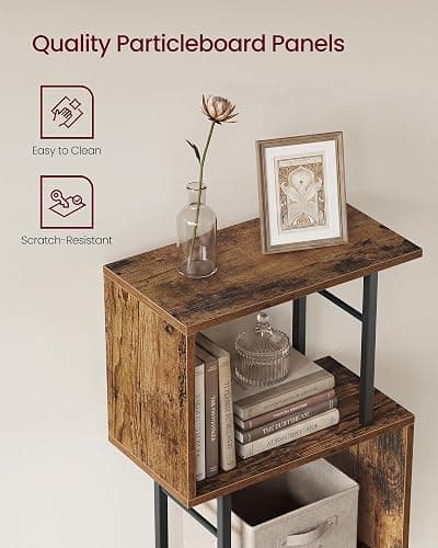 VASAGLE 6-Tier Bookshelf, S-Shaped Wood and Metal Bookcase, Tall Narrow Display Shelf, 15 x 9.4 x 61.9 in, for Living Room Storage, Rustic Brown and Matte Black, Barnet Collection ULLS172KD01 thumbnail 7