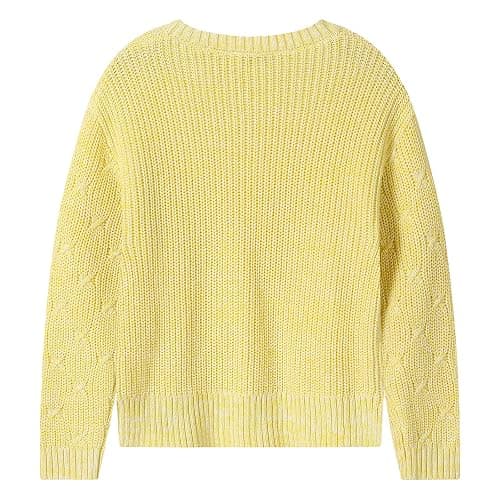 TRENDSTITCH Girls Sweaters Crewneck Long Sleeve Pullover Jumper Cotton Fall Chunky Fancy Cable Knit Sweater with Side Slit thumbnail 3