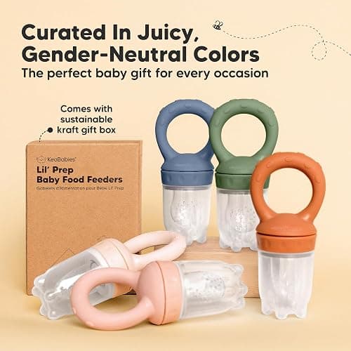 KeaBabies Baby Fruit Feeder 2pk - Silicone Baby Food Feeder for Babies 6-12 Months, Breast Milk Popsicle Teether, Weaning, Pacifier, Freeze Frozen Solid Food, Infant Feeding Essential (Slate) thumbnail 8