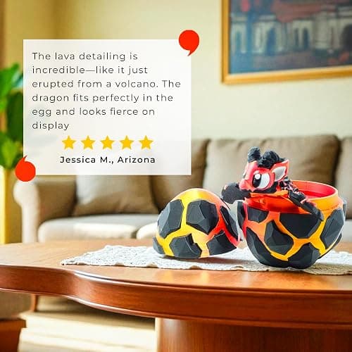 Articulated Dragon with Fantasy Egg – 3D Printed Mythical Creature Gift, Posable Jointed Companion, Collectible Detailed Shelf or Desk Decoration - For Adults (Firescale Lava Dragon + Egg) thumbnail 8