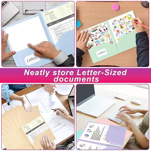 Aegero Plastic Folders with Pockets (7 Pack, Sweet Colors), Durable Heavy Duty File Folders with Business Card Slot, 2-Pocket Folder for Schoolwork & Office,Letter Size thumbnail 7
