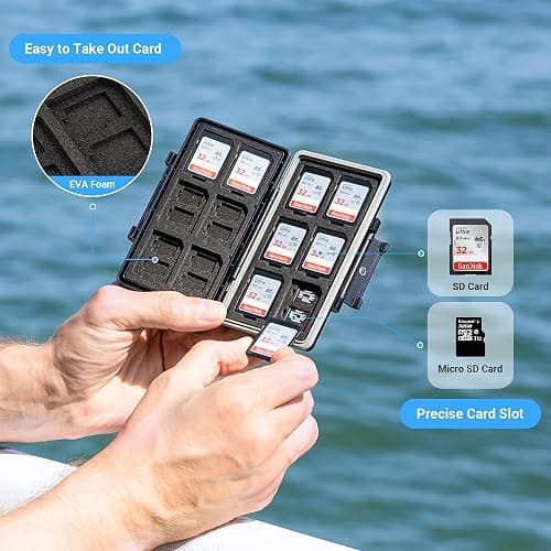 36 Slots Memory Card Case Water-Resistant Anti-Shock Memory Card Wallet for 24 Micro SD SDXC SDHC TF Cards and 12 SD SDXC SDHC Cards | Compact Micro SD Card Holder Wallet for 24 Micro SD SDXC SDHC TF Cards and 12 SD SDXC SDHC Cards, Ergonomic Locking Systerm thumbnail 3