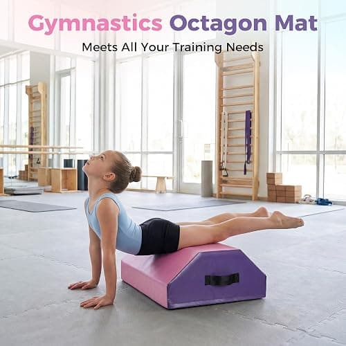 Detachable Octagon Gymnastics Mat, Home Tumbling Mat, Skill Shape Tumbling Backbend Trainer Exercise Mat, with High-Density Foam & Waterproof Cover, for Gym Cheerleading, Martial Art, 17"X17"X23" thumbnail 8