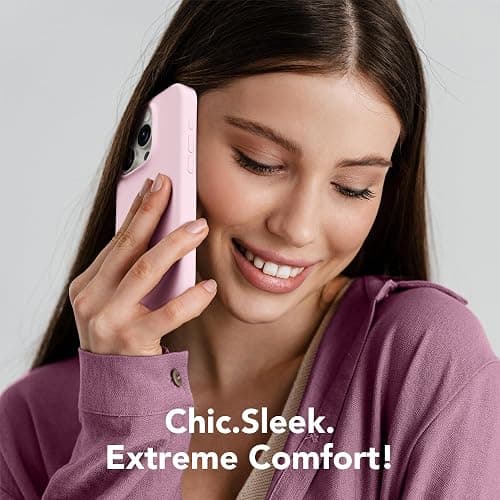 GONEZ Magnetic for iPhone 15 Pro Max Case, [Compatible with MagSafe] Anti-Scratch Microfiber Lining & Screen Protector, Shockproof Slim Phone Silicone Cover 6.7 inch, Chalk Pink thumbnail 7