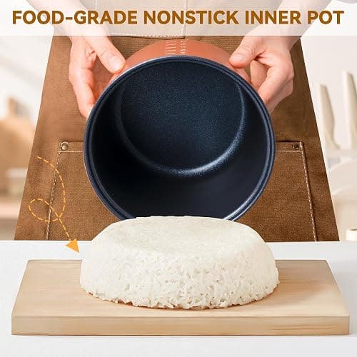WHITE TIGER 1.5L Mini Rice Cooker for 5 Cups Uncooked (6 Cups Cooked), Smart Rice Cookers with One Touch & Auto Keep Warm, Portable Travel Small Rice Cooker with Lid and Removable Non-stick Pot, Suitable For 1-4 People Cooking Rice, Oatmeal, Veggies thumbnail 5