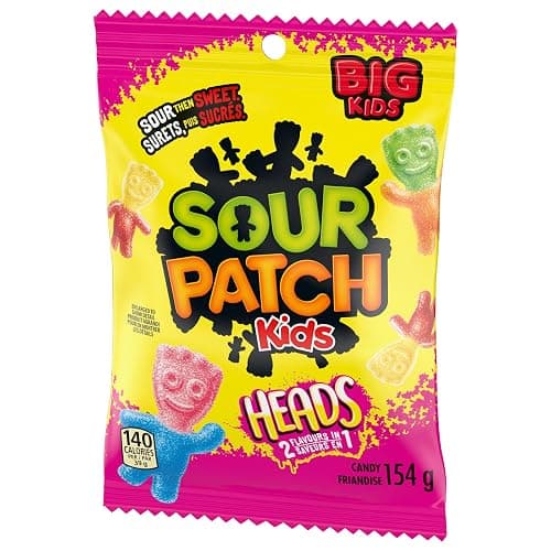 Sour Patch Kids Big Heads Candy, Gummy Candy, Sour then Sweet, 154 g, Prepared in Canada thumbnail 7