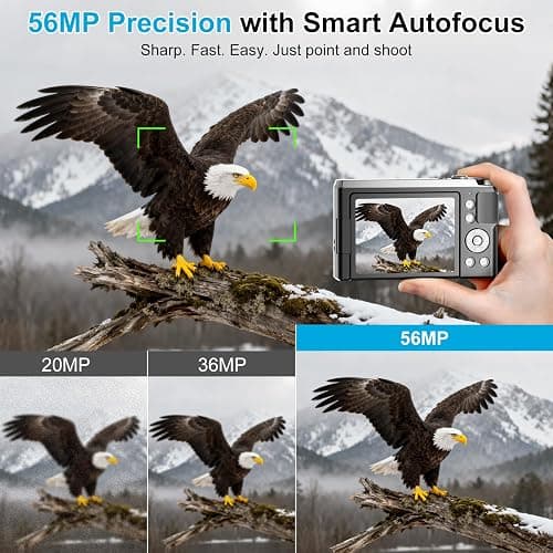4K Digital Camera for Photography- 56MP Autofocus Vlogging Camera with 3" 180° Flip Screen, 16X Zoom, Flash- Digital Point and Shoot Camera for Travel & Home- Portable Gift for Teens & Beginners thumbnail 2