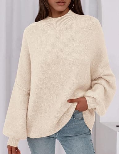 PRETTYGARDEN Women's 2025 Fall Oversized Sweaters Chunky Knit Mock Neck Long Sleeve Casual Trendy Pullover Winter Clothes thumbnail 2