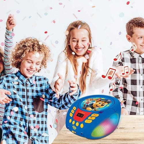 Lexibook - Paw Patrol - Bluetooth CD Player for Kids – Portable, Multicoloured Light Effects, Microphone Jack, Aux-in Jack, AC or Battery-Operated, Girls, Boys, Blue/Red, RCD109PA thumbnail 8