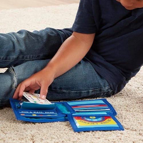 Melissa & Doug Pretend-to-Spend Toy Wallet With Play Money and Cards (45 pcs), Blue - FSC Certified thumbnail 8