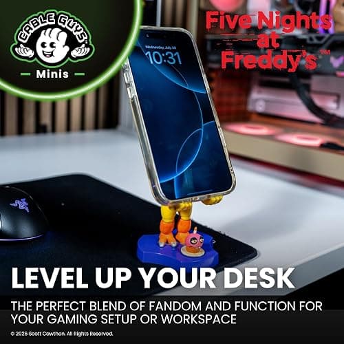Cableguys Minis Five Nights at Freddy's Chica Phone Stand & Earbuds Holder - Novelty Phone Stand for Desk Decor and Bedside Accessories, In Ear Headphone Holder for Smartphone & Small Devices thumbnail 5
