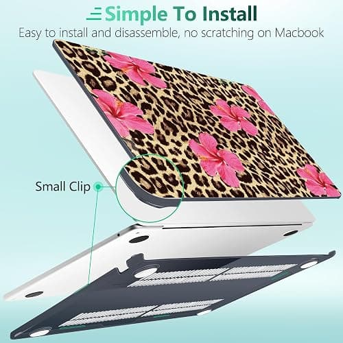Yebiseven for MacBook Neo 13 inch Case 2026 (Model A3404, A18 Pro) Shockproof & Scratch-Resistant Hard Shell, Keyboard Cover, Trackpad Protector, 2 OTG Adapter, for Women Girly Cute, Leopard Flower thumbnail 6