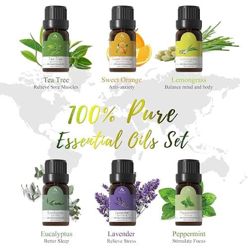 ASAKUKI Oil Diffuser with Essential Oils Set, 500ml Aromatherapy Humidifier with 14 LED Colors & Auto Shut-Off - 6 Oil Gift Pack(Lavender Eucalyptus Tea Tree Orange Peppermint Lemongrass) thumbnail 3
