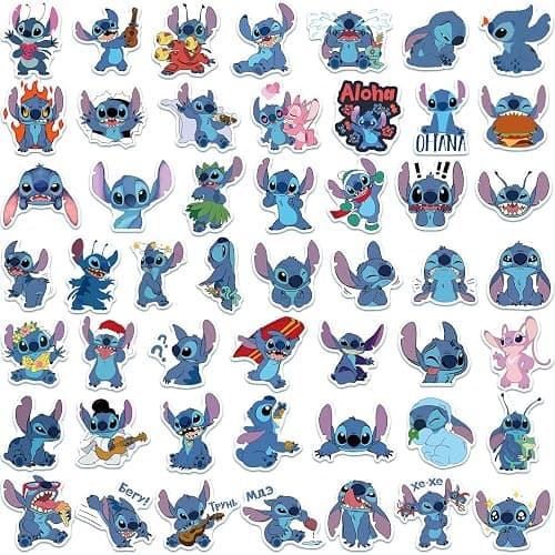 Cute Stitch Stickers,50Pcs Cartoon Cute Waterproof Vinyl Sticker for Water Bottle Luggage Bike Car Decals Gift for Kids Teens Adults Stickers,Toddlers thumbnail 3