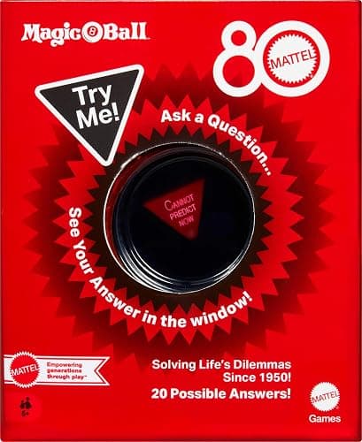 Mattel Games Magic 8 Ball Mattel 80th Anniversary Edition Novelty Game for Kids, Fortune-Telling Toy for Family Nights, Game Nights, Travel, Camping & Parties. thumbnail 6