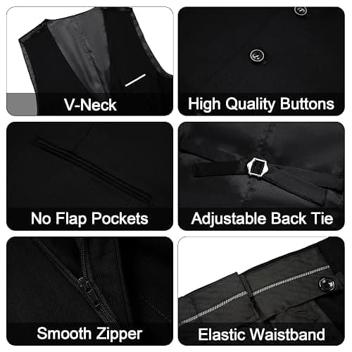 MAGE MALE Men's 3 Pieces Suit Elegant Solid One Button Slim Fit Single Breasted Party Blazer Vest Pants Set thumbnail 3