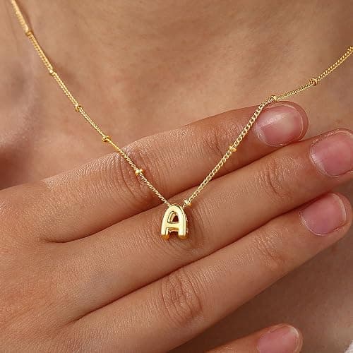 Turandoss Dainty 14k-Gold-Plated Initial Necklaces for Women - Layered Tiny Initial A-Z Small Pendant Necklaces for Women, Personalized Choker Paperclip Chain Necklace Christmas Jewelry Gifts for Her thumbnail 5