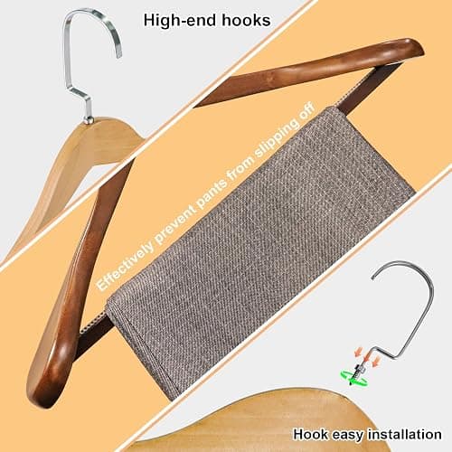 Qiviluto 3 Pack Suit Hangers for Men is a Wooden Hanger with Non Slip Pants Bar and 3 Pack Suit Moistureproof Cover, It's a Better, Higher-end Jacket and Sweater Hangers (Natural) thumbnail 7