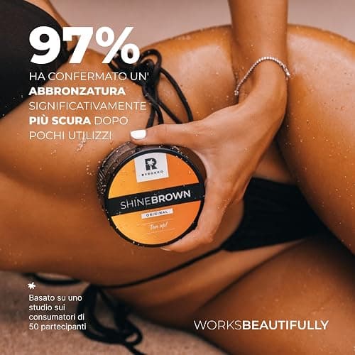BYROKKO Shine Brown Crema Abbronzante Solare (210 ml), Acceleratore Abbronzatura efficace al Sole e nei Lettini Solari, con Ingredienti Naturali, per Tutte le tonalità di pelle - 190 ml (Confezione da 1) thumbnail 4