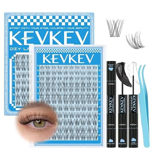 Wispy Lash Clusters Kit Venus Invisible Thin Band Natural Eyelash Clusters 8-16mm Lash Extension Kit Mix Length Clear Band Natural Look Cluster Eyelash Extensions With Lash Bond DIY Lash At Home - Image 1