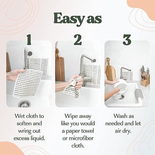FEBU Swedish Dishcloths for Kitchen | 5 Pack Floral Reusable Paper Towels Washable | Swedish Dish Towels | Non-Scratch Cellulose Sponge Cloths | No Odor, Biodegradable Cleaning Cloths thumbnail 7