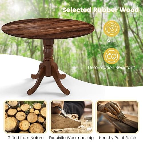 Byroce Round Dining Table for 4, 40 Inch Farmhouse Round Kitchen Table with Heavy-Duty Rubber Wood Frame & Curved Trestle Legs, Mid-Century Rustic Pedestal Table for Home, Dining Room & Living Room thumbnail 7