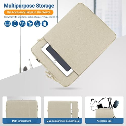 ZYB 14 Zoll Laptoptasche Laptophülle,Laptop Hülle 14 Zoll Tasche für 2023 2024 2025 MacBook Air 15 M4 M3 M2,14 Zoll Notebook Lenovo Thinkpad Ideapad Chromebook HP Acer Dell,15" Surface,Mac 15-Beige thumbnail 6