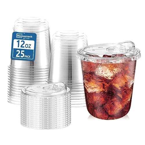 25 Pack 12 oz BPA-Free Clear Plastic Coffee Cups with Strawless Sip Lids - Leak-Proof Disposable To-Go Cups for Iced Coffee, Kids, Smoothies & Juice, Ideal for Daily Use & Small Gatherings thumbnail 2