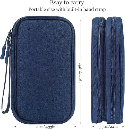 CAOODKDK Electronic Organizer Travel Cable Accessories Bag, Electronic Organizer Case, Electronic Accessories Organizer Bag for Power Bank, Charging Cords, USB Cable, Earphones (Navy Blue) thumbnail 3