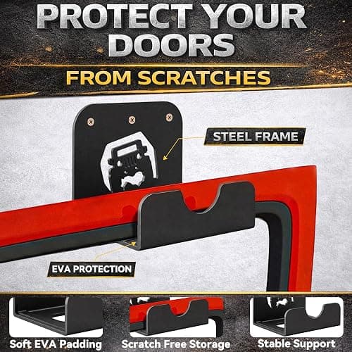 WIPHANY 4 Pcs Removable Door Storage Hanger with Rubber Wall Mount Heavy Duty Door Hanger Storage Holder Bracket Rack For1956-2020 Wrangler CJ YJ TJ LJ JK JKU JL JLU & 2021 Gladiator JT On Garage Pack thumbnail 3