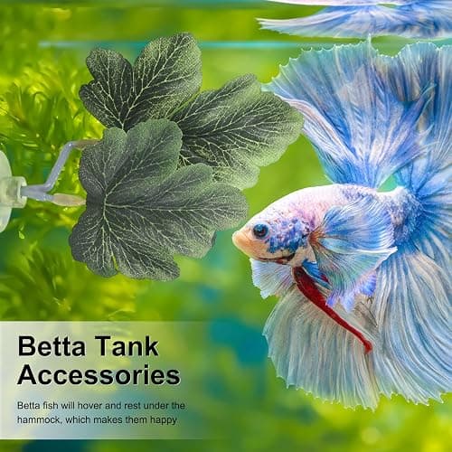 M METERXITY 2-Pack Betta Fish Leaf Pad, Hammock Plant Leaf Pad, Realistic Resting Fish Rest Bed for Fish Tank Decorations/Aquarium Accessories/Spawning Grounds [Green, Grape Leaves-Shaped] thumbnail 6