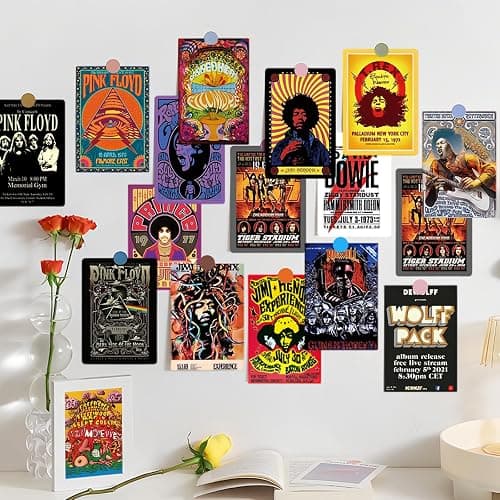 YUZHEDM Musik Poster 50 Blätter 4,6 X 6,5 cm, Retro Poster mit Selbstklebender Rückseite,Vintage Aesthetic Geeignet Für Schlafsäle, Wohnzimmer, Arbeitszimmer, Flure thumbnail 4