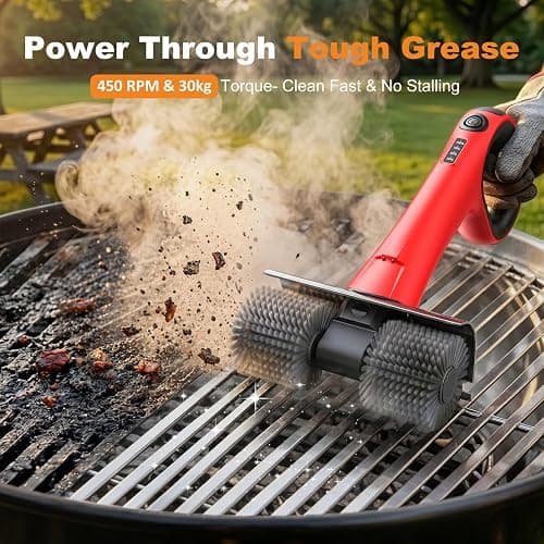 NeatLt Electric Grill Brush for Outdoor Grill, Cordless BBQ Grill Cleaner with Dual Rotating Heads, 450 RPM Motorized Grill Cleaning Brush with Forward & Reverse, 6-Piece Replaceable Brush Set thumbnail 2