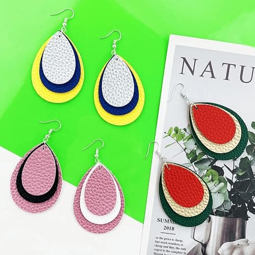 AOUXSEEM 181 Pcs Faux Leather Earrings DIY Making Kit Full Set, Contains 60 Already Cut Earring Pieces, 60 Earring Hooks, 60 Jump Rings, 1 Jump Ring Opener (Solid Color) thumbnail 2