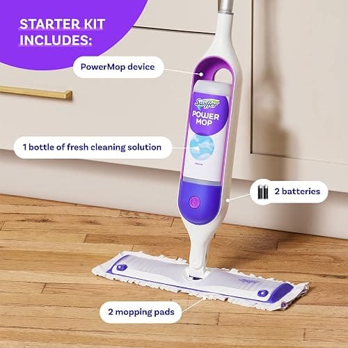 Swiffer PowerMop Multi-Surface Mop Kit for Floor Cleaning, Includes PowerMop, 2 Mopping Pad Refills, 1 Cleaning Solution with Fresh Scent and 2 Batteries thumbnail 4