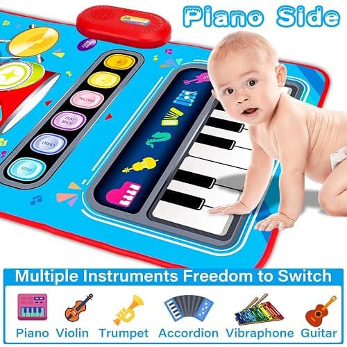 Baby Toys for 1 Year Old: Baby Musical Mat Toddler Toys Age 1-2 - 2 in 1 Piano Drum Babies Play Mat - Infant Music Toy 12-18 Months Babies Birthday Valentines Gifts for 1 2 3 Year Old Boys Girls thumbnail 3