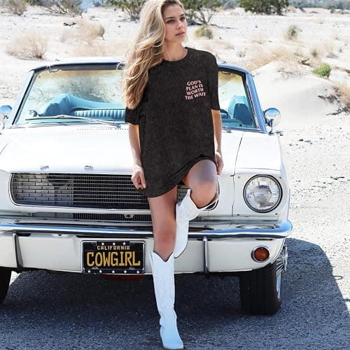 Weetiotio Christian Oversized Shirts for Women God Graphic Tees Shirts Bible Verse Jesus Shirt Religious Acid Wash Tshirts thumbnail 4